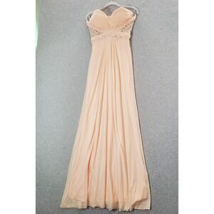 Let's Fashion Women Dress S Pink Strapless Maxi Floral Rhinestone Sweetheart